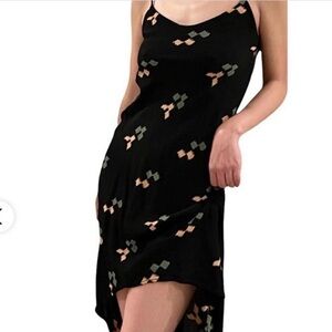 BLUE MOON Black Ikat Print Slip Dress Hi Low Whimsygoth Coquette Romantic 90 Y2K